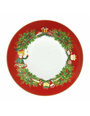 Servizio tavola natalizio 18 pezzi con decorazione del natale Elfomagia -BRANDANI