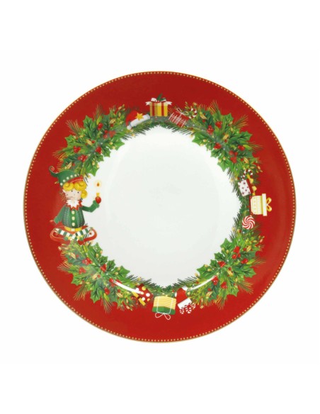 Servizio tavola natalizio 18 pezzi con decorazione del natale Elfomagia -BRANDANI