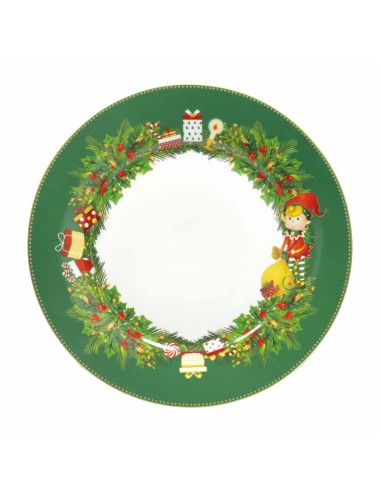 Servizio tavola natalizio 18 pezzi con decorazione del natale Elfomagia -BRANDANI