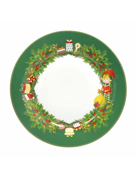 Servizio tavola natalizio 18 pezzi con decorazione del natale Elfomagia -BRANDANI