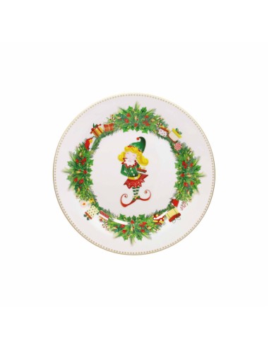 Servizio tavola natalizio 18 pezzi con decorazione del natale Elfomagia -BRANDANI