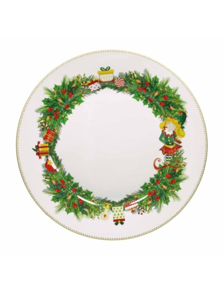 Servizio tavola natalizio 18 pezzi con decorazione del natale Elfomagia -BRANDANI