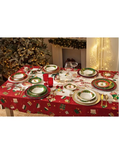 Servizio tavola natalizio 18 pezzi con decorazione del natale Elfomagia -BRANDANI
