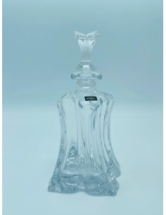 Floreale decanter da vino e bottiglia con tappo lavorato in cristallo di bohemia trasparente -KVETNA