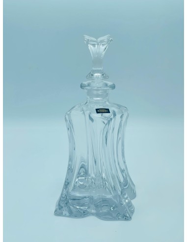 Floreale decanter da vino e bottiglia con tappo lavorato in cristallo di bohemia trasparente -KVETNA