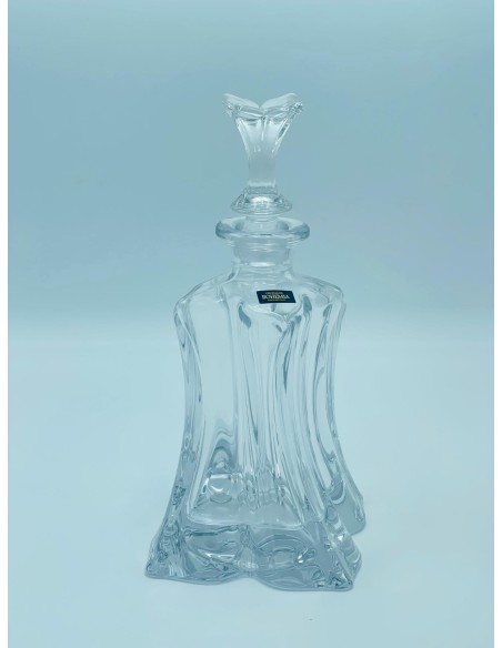 Floreale decanter da vino e bottiglia con tappo lavorato in cristallo di bohemia trasparente -KVETNA