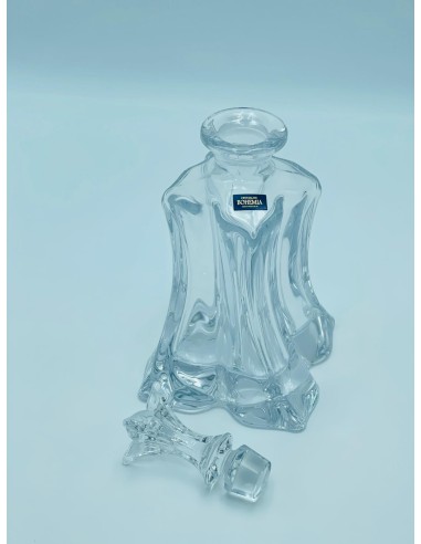 Floreale decanter da vino e bottiglia con tappo lavorato in cristallo di bohemia trasparente -KVETNA