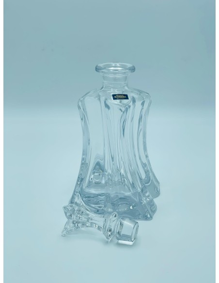 Floreale decanter da vino e bottiglia con tappo lavorato in cristallo di bohemia trasparente -KVETNA