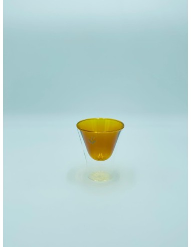 Cherry Set 2 bicchieri acqua in vetro fusione di murano lavorato a mano con ambra giallo -PAGNOSSIN