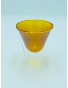 Cherry Set 2 bicchieri acqua in vetro fusione di murano lavorato a mano con ambra giallo -PAGNOSSIN 2
