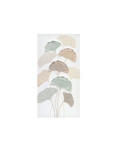 Ventagli quadro con foglie di ginkgo biloba in rilievo dai colori pastello dipinte a mano su tela di cotone -AGAVE S.R.L.