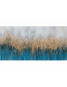 Blue art quadro astratto nei colori blu/azzurro, oro e grigio tenue, dipinto a mano su pregiata tela di cotone -AGAVE S.R.L.