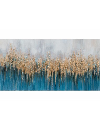 Blue art quadro astratto nei colori blu/azzurro, oro e grigio tenue, dipinto a mano su pregiata tela di cotone -AGAVE S.R.L.