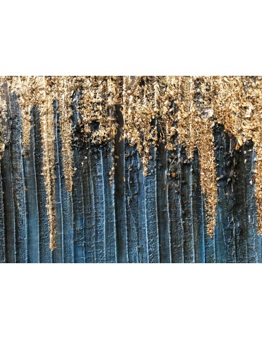 Blue art quadro astratto nei colori blu/azzurro, oro e grigio tenue, dipinto a mano su pregiata tela di cotone -AGAVE S.R.L.