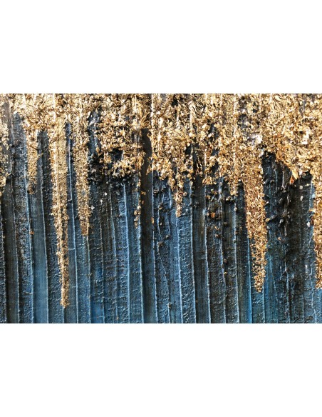 Blue art quadro astratto nei colori blu/azzurro, oro e grigio tenue, dipinto a mano su pregiata tela di cotone -AGAVE S.R.L.