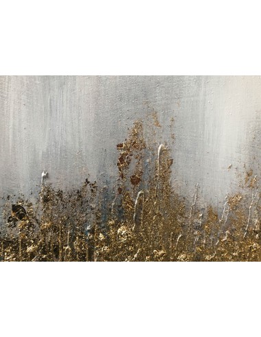 Blue art quadro astratto nei colori blu/azzurro, oro e grigio tenue, dipinto a mano su pregiata tela di cotone -AGAVE S.R.L.