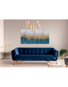 Blue art quadro astratto nei colori blu/azzurro, oro e grigio tenue, dipinto a mano su pregiata tela di cotone -AGAVE S.R.L. 2
