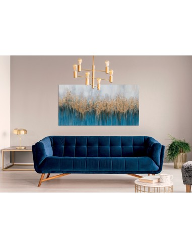 Blue art quadro astratto nei colori blu/azzurro, oro e grigio tenue, dipinto a mano su pregiata tela di cotone -AGAVE S.R.L.