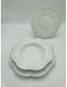 SERVIZIO PIATTI 18 PEZZI SHABBY CHIC COLORE AVORIO -ARTE DI NACCHI