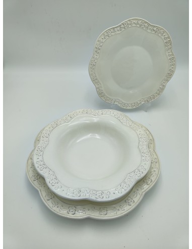 SERVIZIO PIATTI 18 PEZZI SHABBY CHIC COLORE AVORIO -ARTE DI NACCHI