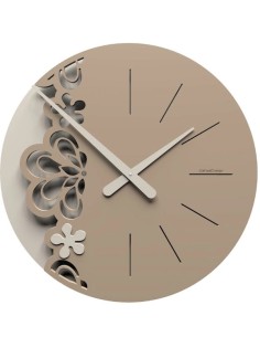 Merletto orologio parete in legno verniciato caffè e latte a taglio laser dal design moderno per un connubio di stile e preci...