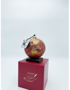 Palla di Natale portafortuna con scritta, machera e tombola in ceramica decorata a mano. -A CIORT