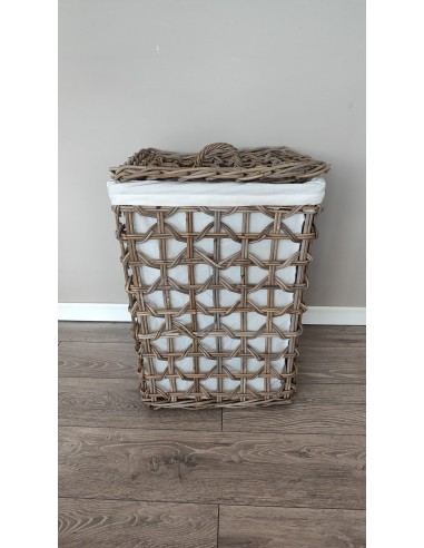 Basket Big Cesto porta biancheria in legno con sacco in lino -INNOVA LIVING