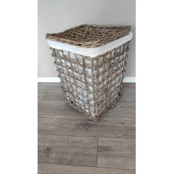 Basket Big Cesto porta biancheria in legno con sacco in lino -INNOVA LIVING 2