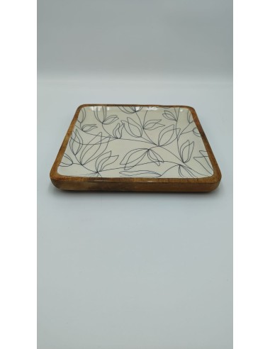 Armilla elegante vassoio in legno con decorazione in resina fiori astratti -INNOVA LIVING