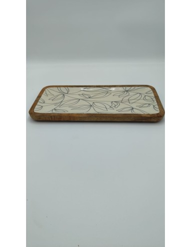 Armilla elegante vassoio in legno con decorazione in resina fiori astratti -INNOVA LIVING