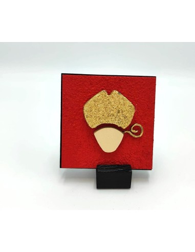 Quadro San Gennaro rosso - oro 9x9da parete o in appoggio con base -ALLERIA