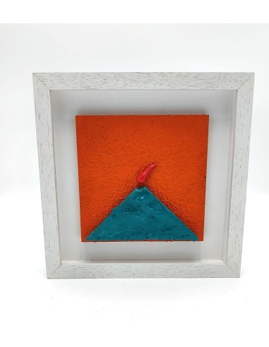 Quadro Vesuvio arancio - verde 19x19 da parete -ALLERIA