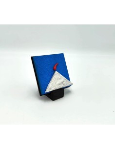 Quadro Vesuvio blu - bianco 9x9da parete o in appoggio con base -ALLERIA