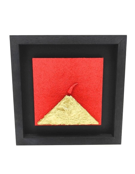 Quadro Vesuvio oro - rosso 19x19 da parete -ALLERIA