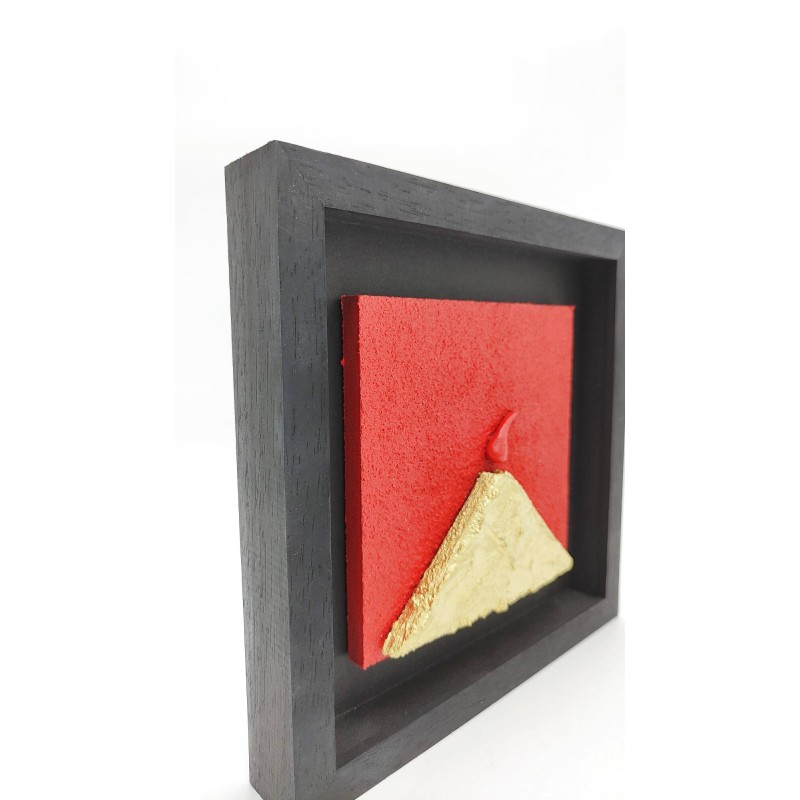 Quadro Vesuvio oro - rosso 19x19 da parete -ALLERIA