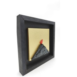 Quadro Vesuvio nero - oro 19x19 da parete -ALLERIA 2