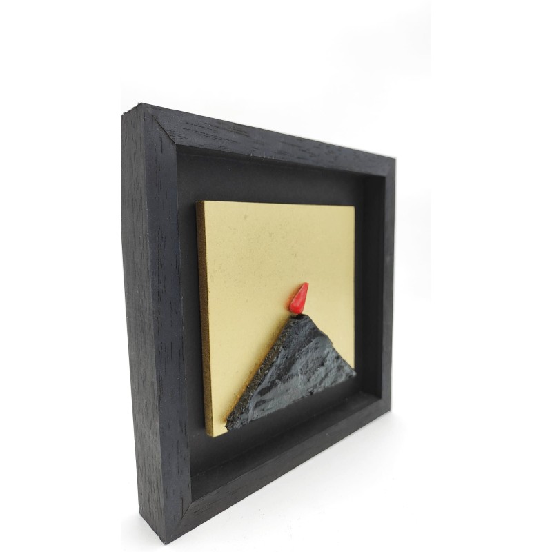 Quadro Vesuvio nero - oro 19x19 da parete -ALLERIA