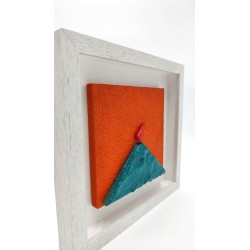 Quadro Vesuvio arancio - verde 19x19 da parete -ALLERIA 2