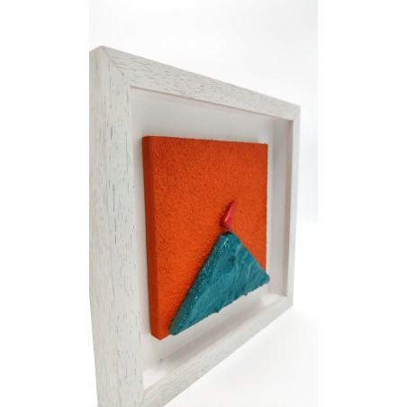 Quadro Vesuvio arancio - verde 19x19 da parete -ALLERIA