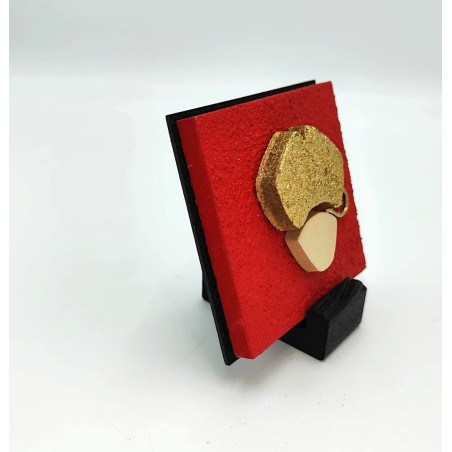 Quadro San Gennaro rosso - oro 9x9da parete o in appoggio con base -ALLERIA
