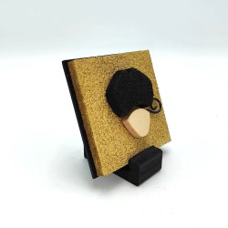 Quadro San Gennaro oro - nero 9x9da parete o in appoggio con base -ALLERIA 2