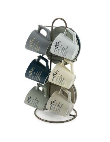 Victionary set 6 tazzine da caffè con piattini e supporto in metallo: eleganza e praticità per servire il caffè con stile -VI...