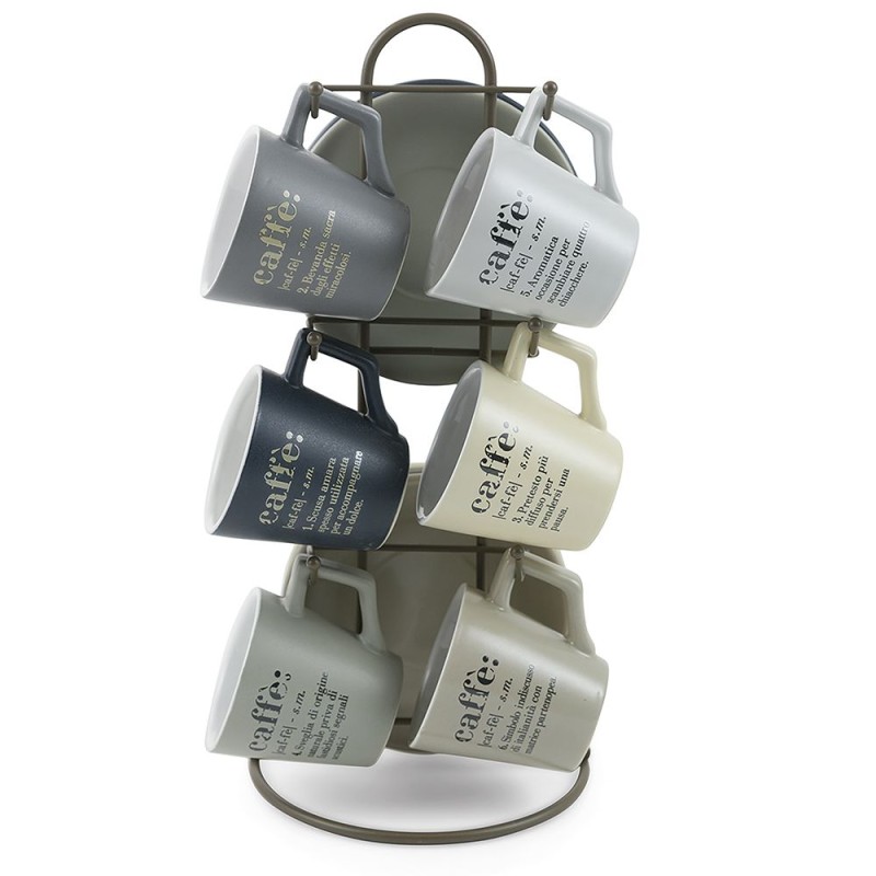 Victionary set 6 tazzine da caffè con piattini e supporto in metallo: eleganza e praticità per servire il caffè con stile -VI...