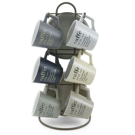 Victionary set 6 tazzine da caffè con piattini e supporto in metallo: eleganza e praticità per servire il caffè con stile -VI...