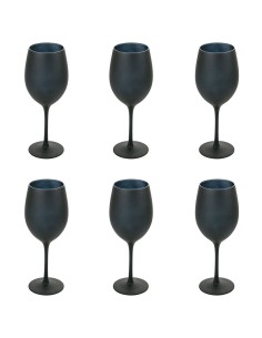 Naima set 6 calici vino moderni in vetro opaco nero -VILLA D' ESTE