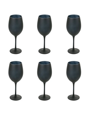 Naima set 6 calici vino moderni in vetro opaco nero -VILLA D' ESTE