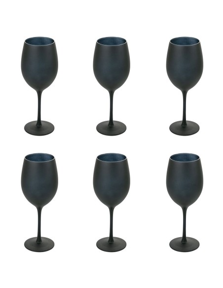 Naima set 6 calici vino moderni in vetro opaco nero -VILLA D' ESTE