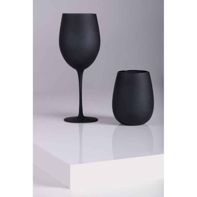 Naima set 6 calici vino moderni in vetro opaco nero -VILLA D' ESTE