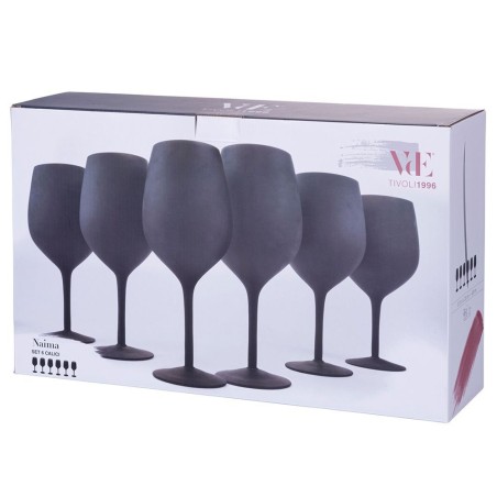 Naima set 6 calici vino moderni in vetro opaco nero -VILLA D' ESTE