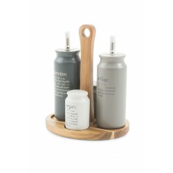 Victionary set condimenti con base in legno: olio aceto sale e pepe design raffinato per una tavola perfetta -VILLA D' ESTE 2
